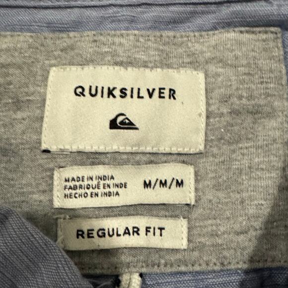 QuickSilver Men’s SS Button Down Blue Shirt Sz M - Picture 4 of 9